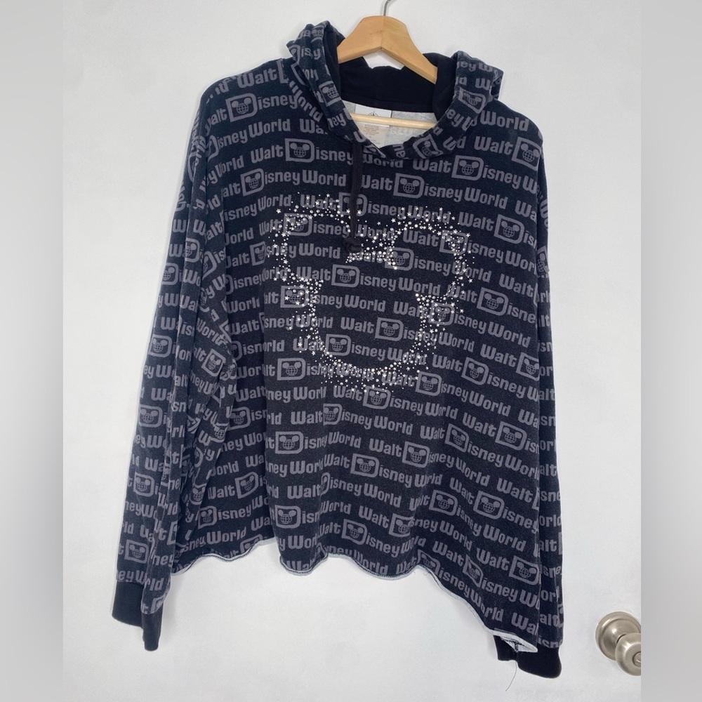 Walt Disney World Rhinestone Mickey Mouse Cropped Hoodie, Size 1X